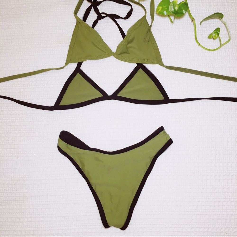 Tea You | Triangle Halter 2 Bikini Tops 1 Bottom